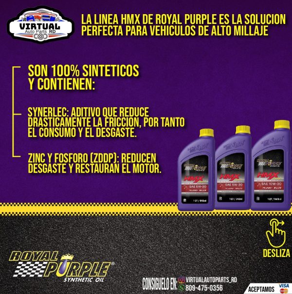 Aceite Royal Purple Alto Millaje HMX 5w-20 - Image 3