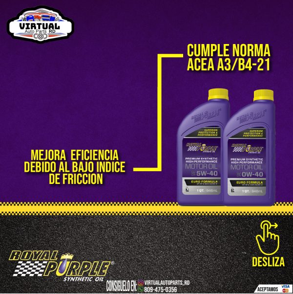 Aceite Royal Purple Euro Formula 0w-40 High Performance 100% Sintetico - Image 2